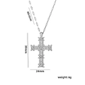 Silver cross necklace with X-design and pavé stones, 39mm pendant on 45cm chain - Silver Cross Style (8847)