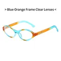 Retro cat-eye glasses with blue and orange gradient frames and clear lenses - Blue Orange Frame Clear Lens