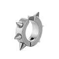 Punk Silber Edelstahlring mit scharfen Metallspitzen auf weißem Hintergrund - Stahlfarbe