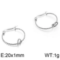 Minimalistische silberne Knoten-Ohrringe mit 20mm Durchmesser und gedrehtem Design - Stahlfarbe 20mm (KE95003-KFC)