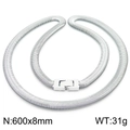 Collar de cadena de serpiente plana de acero inoxidable plata 600x8mm con brillo - Color Acero (KN228489-KFC)