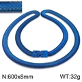 Blue stainless steel snake chain necklace for men and women, size 600x8mm, 32g - 600*8mm / Blue Necklace (KN231994-KFC) / Blue