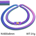 Collar de cadena de serpiente de acero inoxidable con vibrante acabado arcoíris - Arcoíris (KN231993-KFC)