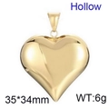 Hollow golden heart pendant necklace in polished titanium steel for women - Gold Color Hollow Pendant (KP33191-MS) / Gold