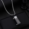 Black skateboard necklace featuring white daisy pattern and silver metallic chain - Daisy Skateboard Style (A007)