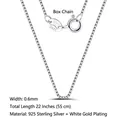 S925 Sterling Silver 0.6mm Box Chain Necklace with 22-inch length and spring clasp - Box Chain / 0.6mm/55cm