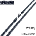Black vacuum-plated titanium steel rope chain necklace 550x6mm size variant - 6mm 55cm (KN228865-Z)