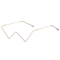 Unique gold metal rimless V-shaped fashion glasses with colorful rhinestones on white background - C03 Gold Frame With Colored Diamonds