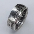 Vintage silver finish 1893 Chicago World Expo coin ring with detailed relief engravings - US 6 / 1893 Columbus Coin Antique Silver