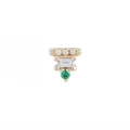 Macro detail of a 925 silver gold-plated piercing stud with green and white gems - Gold Tower