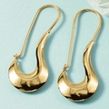 Minimalist gold irregular teardrop hook earrings with smooth metallic high-gloss finish - Gold