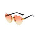 Frameless heart-shaped sunglasses with orange gradient lenses and wavy cut edges - Gradient Red