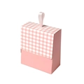 Rosa Geschenkbox mit rosa-weißem Karomuster und Schleifengriff für kleine Accessoires - 9*4.5*10cm / Rosa Kariert