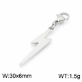 Silberner Blitz-Anhänger mit Karabinerverschluss für DIY-Schmuck, 30x6mm Größe und 1,5g - 30x6mm (KLJ7019-Z) / Silber