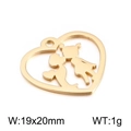 Ciondolo a cuore in acciaio dorato con sagoma di bacio ragazzo e ragazza 19x20mm - Stile Oro 8 (KLJ2362-Z)