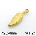 Colgante de hoja de pluma dorada 26x8mm de metal pulido para creación de joyas - Estilo de Pluma (KLJ4255-Z) / 26*8mm / Dorado