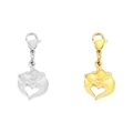 Unique stainless steel animal heart charms with lobster clasp in gold and silver finish - Heart Bear / Steel