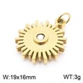 Goldener Sonnen-Zahnrad-Anhänger mit Zirkon, Edelstahl Schmuckanhänger 19x16mm - Goldener Sonnenstrahl Zirkonia Stil (KLJ7896-Z)