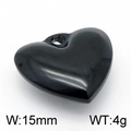 Colgante de corazón negro pulido en acero de titanio, 15mm de ancho y 4g de peso - 15mm / Negro