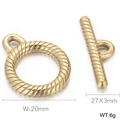 Cierre OT de acero inoxidable con textura retorcida dorada para joyería de 20mm - Estilo Redondo 1 / Dorado