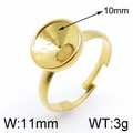 Base per anello regolabile in acciaio inossidabile dorato con vassoio tondo da 10mm per DIY - Aperto Regolabile / Oro (KLJ3880-Z)