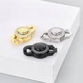 Detalle de cierres para joyas en acero inoxidable oro, plata y negro con incrustaciones - Estilo Diamante de Imitación 9mm / Color Acero