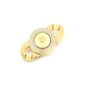 Chiusura rotonda dorata con pavé di cristalli e doppi anelli per gioielli fai-da-te - Oro (KLJ8459-K)