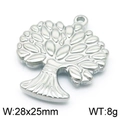 Ciondolo albero della vita in acciaio inossidabile argento con rilievo 28x25mm e 8g - Albero Della Vita Denso-Argento (KLJ5818-Z)