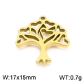Ciondolo albero della vita dorato 17x15mm con foglie a cuore per creazione gioielli - Albero Con Foglie A Cuore-Oro (KLJ7794-Z)