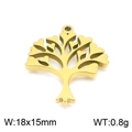 Ciondolo albero della vita dorato in acciaio inossidabile per creazione gioielli - Albero Con Foglie A Cuore-Oro Grande (KLJ7796-Z)