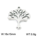 Ciondolo albero della vita in acciaio inox 18x15mm accessorio gioielli fai da te - Albero Con Foglie A Cuore-Argento Grande (KLJ7797-Z)