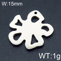 Polished silver stainless steel hollow four-leaf clover pendant 15mm width - Stainless Steel / Silver Hollow Clover (KLJ6500-Z)