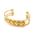 Double-layered gold titanium steel open cuff bracelet with five round DIY settings - Style B (KLJ5765-Z) / Gold