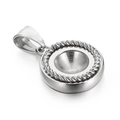 Colgante redondo de metal plateado con borde trenzado y centro hueco para joyas DIY - 20mm / Color Acero