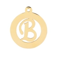 Polierter goldener runder Hohlanhänger mit stilisiertem Buchstaben B für DIY-Schmuck - Buchstabe B