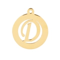 Polierter goldener Edelstahl-Rundanhänger mit einem hohlen Buchstaben D-Ausschnitt - Buchstabe D