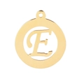 Goldener Edelstahl-Rundanhänger mit minimalistischem, hohlem Buchstaben-E-Design - Buchstabe E