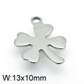 Silver stainless steel four-leaf clover pendant charm with jump ring measuring 13x10mm - Steel Color (KLJ4774-Z)