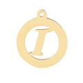 Golden stainless steel hollow round letter I pendant charm for DIY necklaces - Letter I