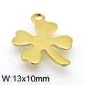 Polished golden stainless steel four leaf clover pendant with dimensions 13x10mm - Gold (KLJ4775-Z)