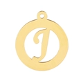 Minimalist gold-plated stainless steel round pendant featuring a hollow letter T design - Letter J