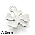 Polished silver stainless steel four-leaf clover pendant with 8mm width detail - Gold (8mm)