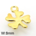 Polished golden four-leaf clover charm pendant with 8mm width for DIY jewelry making - Steel (8mm)
