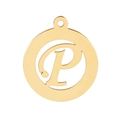 Golden stainless steel letter P pendant with a geometric hollow round design - Letter P