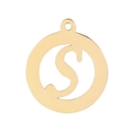 Polished gold circular stainless steel pendant featuring a hollowed-out letter S - Letter S