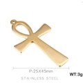 Poliertes goldenes Ankh-Kreuz aus Edelstahl in 25x45mm für DIY-Schmuckherstellung - Goldenes Ankh-Kreuz (KLJ430-Z)
