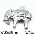 Colgante de elefante plateado pulido con grabado de nubes y especificaciones - Estilo Color Acero 30x25mm (KLJ6313-Z)