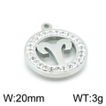 Silver Aries zodiac pendant with crystal stones and 20mm round stainless steel design - Aries(KLJ3555-Z)