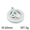 Silver Leo zodiac pendant with rhinestones, 20mm round cutout stainless steel charm - Leo(KLJ3560-Z)
