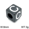 Black cube bead with white letter C for DIY jewelry making, size 8mm and 3g weight - Letter C Black (KLJ1168-Z)